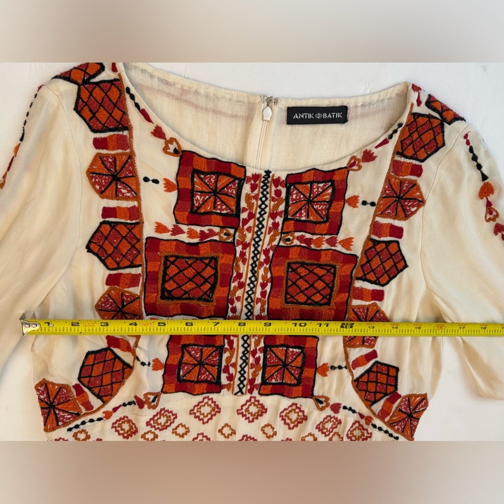 Antik Batik Cream Embroidered Mini Dress – Boho Festival Vibe - Picture 11 of 14